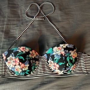 XL STRIPED/FLORAL PUSH UP BIKINI TOP